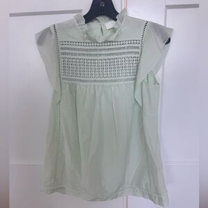 Sleeveless Ruffle Top Light Mint, 7 for mankind in cotton/silk blend, size small